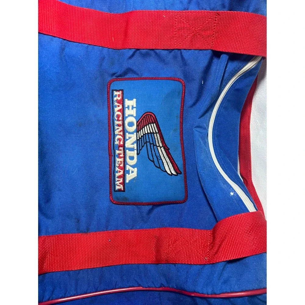 Vintage 1980s Honda Racing Team Duffle Bag Blue Red Boot Chute Large 32x16